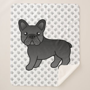 Black French Bulldog Cute Cartoon Dog Sherpa Blanket