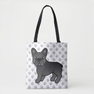 Black French Bulldog Cute Cartoon Dog Tote Bag
