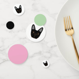 Black French Bulldog Face Table Confetti