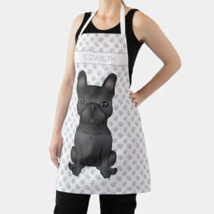 Black French Bulldog / Frenchie Cartoon Dog & Name Apron