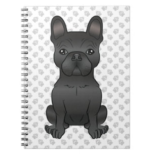 Black French Bulldog / Frenchie Cartoon Dog & Paws Notebook