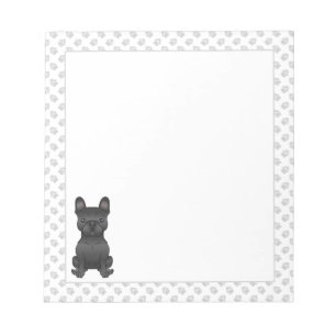 Black French Bulldog / Frenchie Cartoon Dog & Paws Notepad