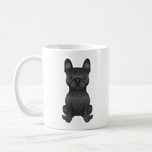 Black French Bulldog / Frenchie Cute Cartoon Dog Coffee Mug (Left)