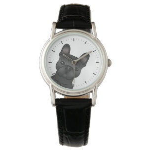 Black French Bulldog / Frenchie Cute Cartoon Dog Watch
