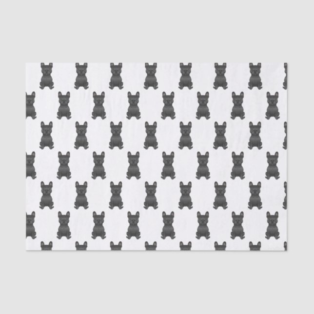 Black French Bulldog / Frenchie Dog Pattern Tissue Paper (Front)