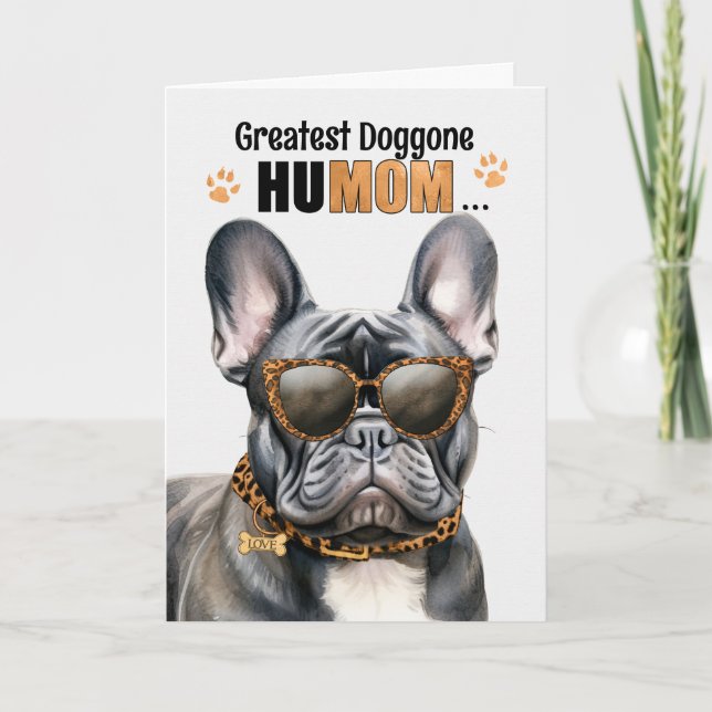 Black French Bulldog Greatest HuMOM Mother's Day Holiday Card (Front)