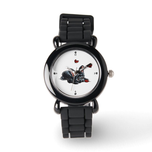 Black French Bulldog Ladybug Watch (Front)