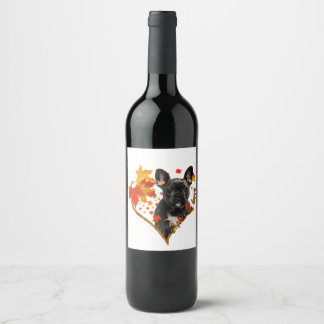 black french bulldog makes me happy fall heart lea wine label