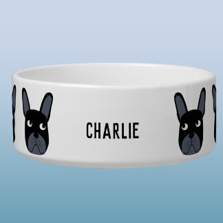 Black French Bulldog Name Bowl