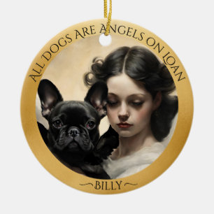 Black French Bulldog Personalised Memorial Ceramic Tree Decoration