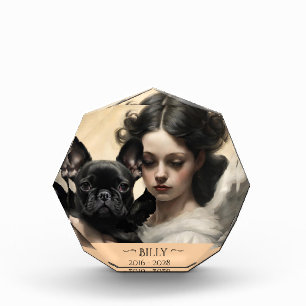 Black French Bulldog Personalised Memorial  Photo Block