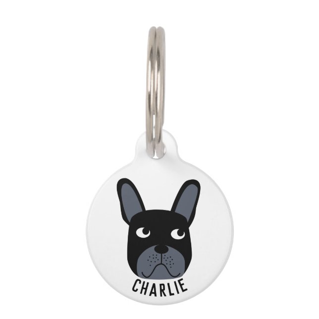 Black French Bulldog Pet Tag (Front)