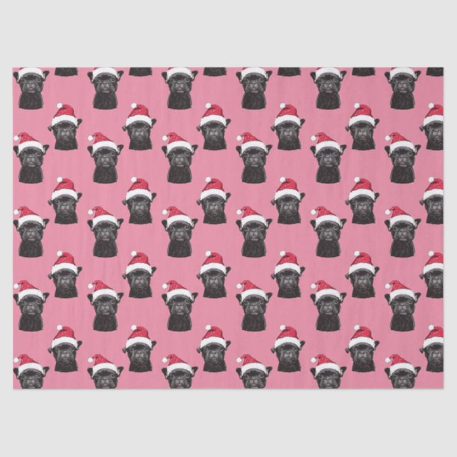 Black French Bulldog Pink Christmas Tissue Paper (Front)