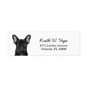 Black French Bulldog Return Address Label