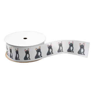 Black French Bulldog Ribbon Grosgrain Ribbon