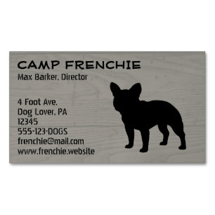 Black French Bulldog Silhouette   Frenchie Dog Magnetic Business Card