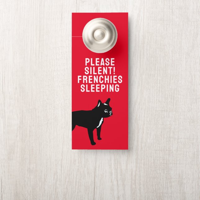 Black French Bulldog / single side print Door Hang Door Hanger (On Knob)