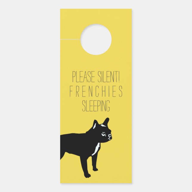 Black French Bulldog / single side print Door Hanger (Front)