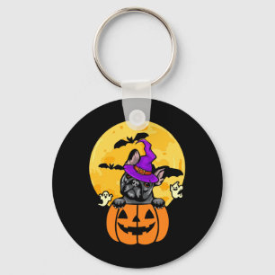Black French Bulldog Witch Dog Lover Halloween Key Ring