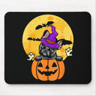 Black French Bulldog Witch Dog Lover Halloween Mouse Mat