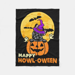 Black French Bulldog Witch Dog Lover Happy Fleece Blanket
