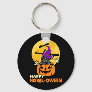 Black French Bulldog Witch Dog Lover Happy Key Ring