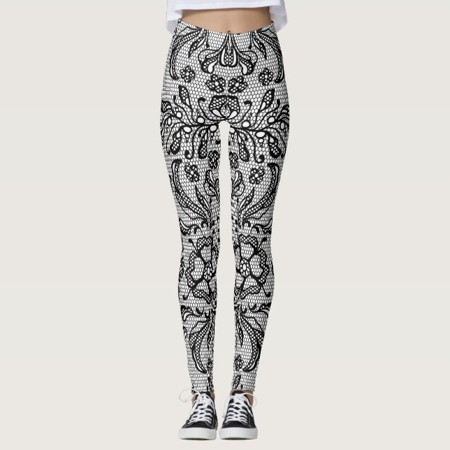 Black French Lace Leggings (Front)