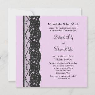 Black French Lace Wedding Invitation