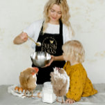 Black Fresh Eggs Gold Hen Chicken Apron<br><div class="desc">Advertise your small business and wear this pretty apron at the farm stand or farmer’s market - or, while tending your brood or selling your eggs. If you have a relative or friend who sells eggs and is on your gift-giving list, this might be the perfect give for them --there...</div>