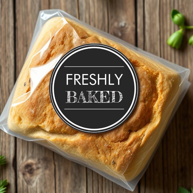 Black | Freshly Baked Bread Bakery Classic Round Sticker (Creator Uploaded)