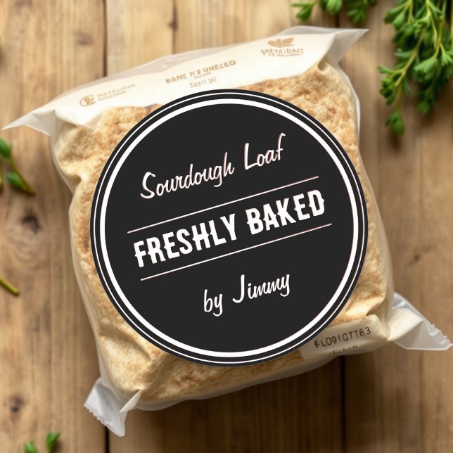 Black | Freshly Baked By Classic Round Sticker (Creator Uploaded)