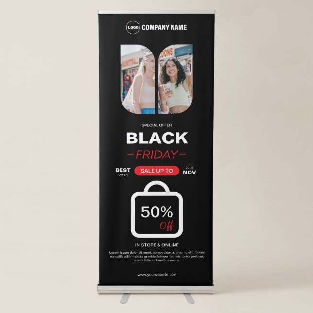 Black Friday Custom Vertical Retractable Banner (Front)