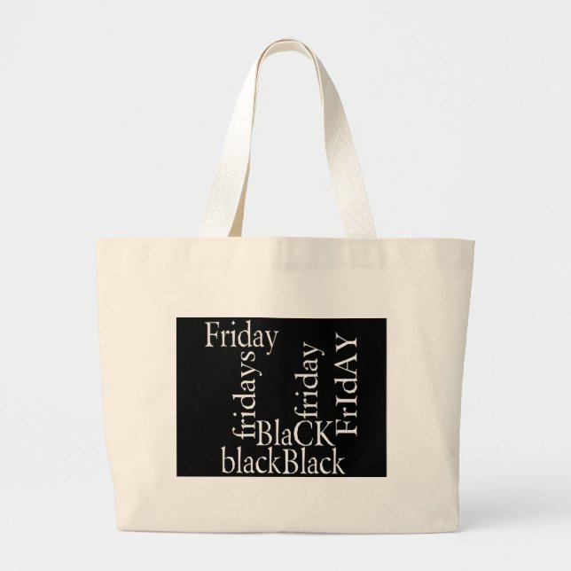 Black Friday Design Large Tote Bag (Front)