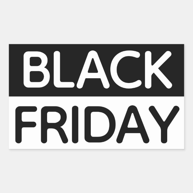 Black Friday - Modern, Minimial Black & White Rectangular Sticker (Front)