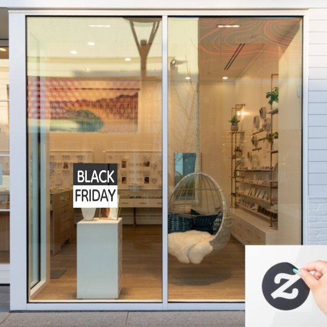 Black Friday - Modern, Minimial Black & White Window Cling (Store Window)