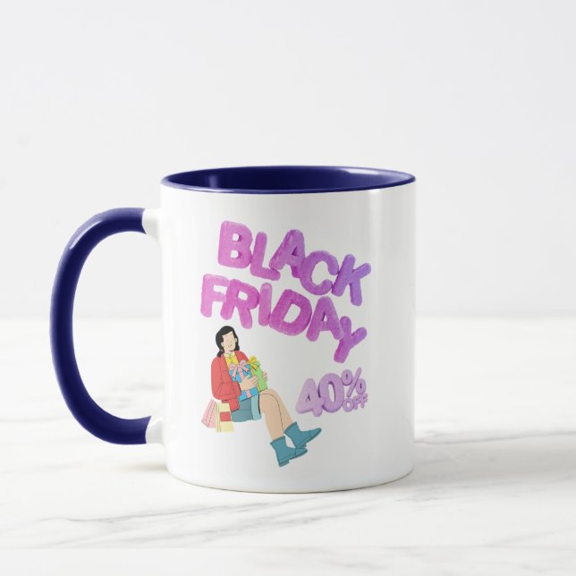 Black Friday Mug-Blue & White Coffee Cup | 40% OFF (Left)