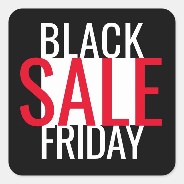 BLACK FRIDAY SALE BLACK WHITE RED MINIMAL SQUARE STICKER (Front)