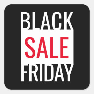 BLACK FRIDAY SALE BLACK WHITE RED SQUARE STICKER