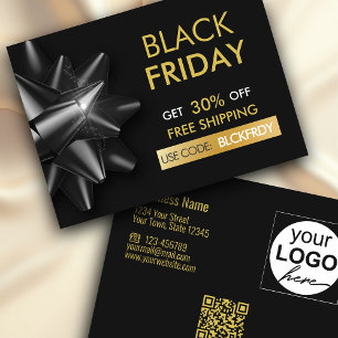 Black Friday Sale Classy Bow QR Code Discount Card