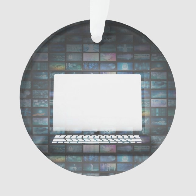 Black Friday Sale Copy Space on Glowing Laptop Ornament (Front)
