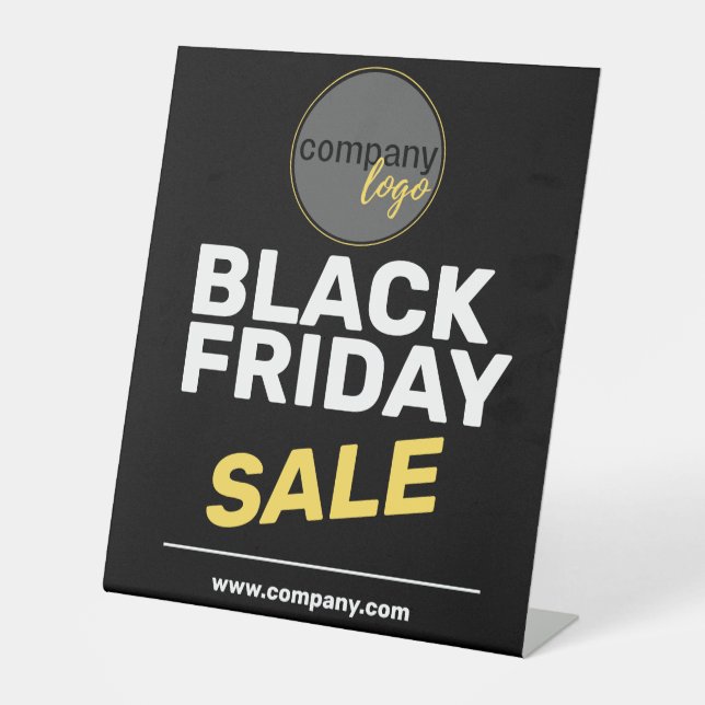 BLACK FRIDAY SALE YELLOW COMPANY OWN LOGO WEBSITE  PEDESTAL SIGN (Front)