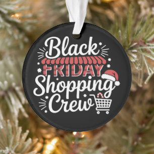 Black Friday Shopping Crew Christmas Santa Hat Ornament