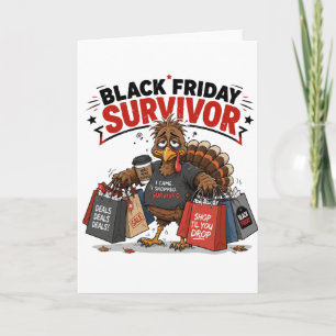 Black Friday Survivor Turkey Shopping Funny Humour Card