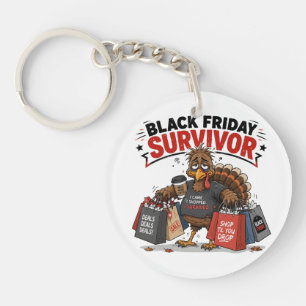 Black Friday Survivor Turkey Shopping Funny Humour Key Ring