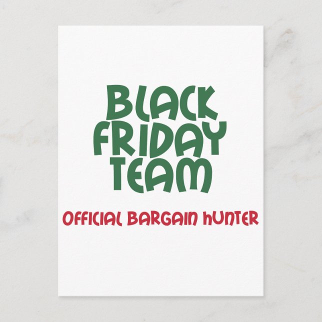 Black Friday Team: Official Bargain Hunter Postcard (Front)