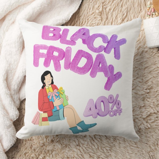 Black Friday Throw Pillow | Cosy Comfort with 40%  (Blanket)