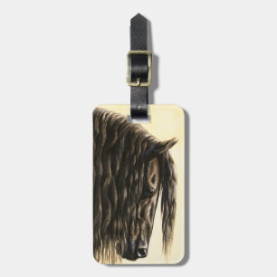 Black Friesian Draught Horse Luggage Tag