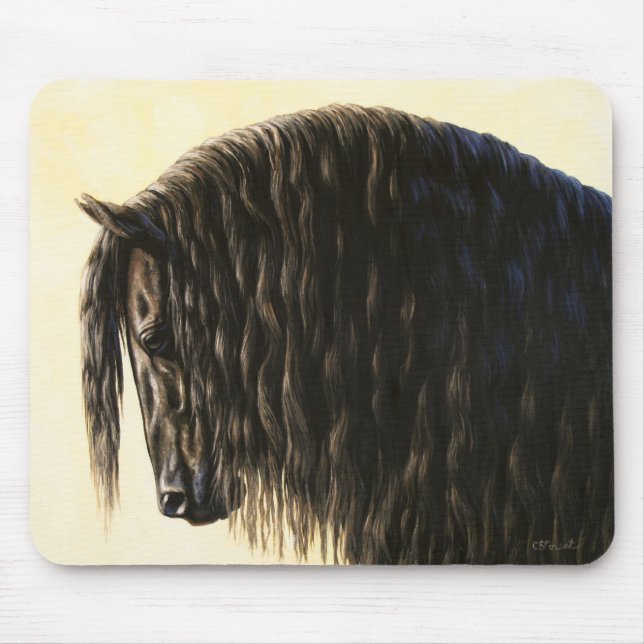 Black Friesian Draught Horse Mouse Mat (Front)