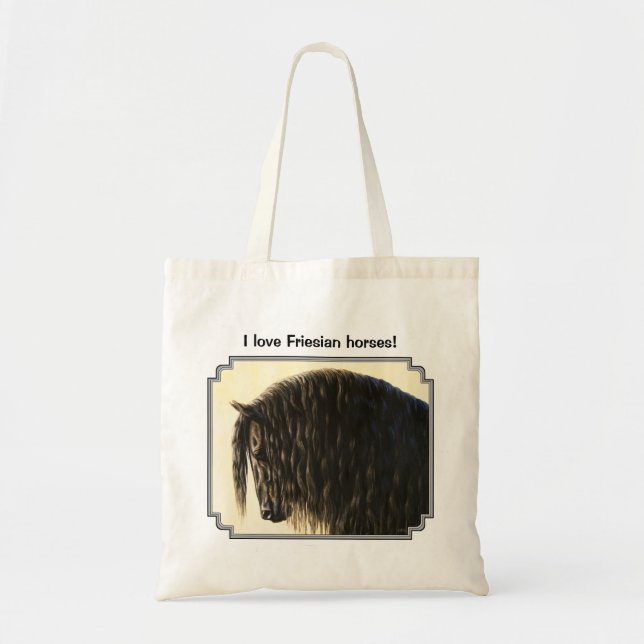 Black Friesian Draught Horse Tote Bag (Front)