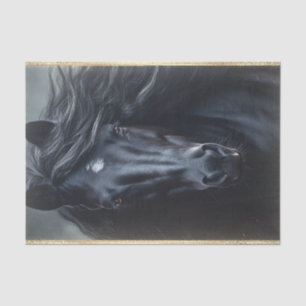Black Friesian Horse Decoupage Tissue Paper
